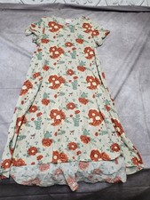 LuLaRoe Carly Dress Womens XS Gray Floral High Low Flowy Short Sleeve Pullover