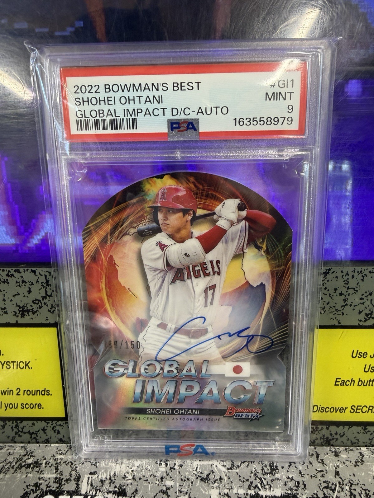 2022 Bowman’s Best Shohei Ohtani Global Impact On Card Autograph Auto /150 PSA 9 view 3