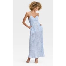 NWT Women's Pleated Maxi Dress A New Day Target Striped Flowy Boho Floral S