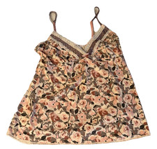 Marilyn Monroe Intimates Floral Lace Chemise Adjustable Straps Size L Pink