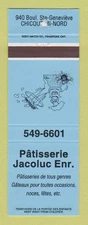 Matchbook Cover - Patisserie Jacoluc Chicoutimi QC WEAR