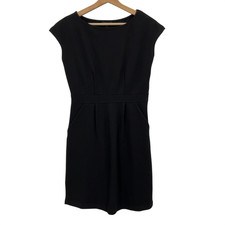 Quince Ultra-Stretch Ponte Cap Sleeve Dress Black Basic Sleeved S