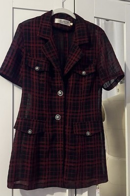 Red And Black Vintage Shirt Dress Preppy Parisian Style