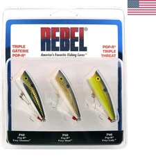Topwater Pop-R Triple Threat Lure Set: Foxy Momma, Shad & Lady - Bass Fishing