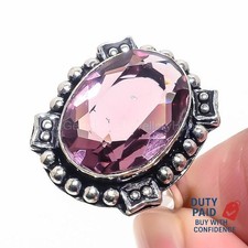Valentines Deal Amethyst 925 Sterling Silver Statement Boho Ring Jewelry Size 8