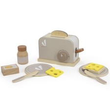 Pretend Play Toaster Set Kids Kitchen Toy Plates Food Accessories Breakfast