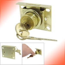 1 x Cabinet Security Gold Tone Metal 0.8" Cylinder Drawer Lock w 2 Keys