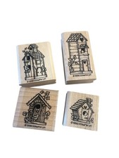 Stampin' Up "Birdhouse Mini" Wood Mount Stamp Set Birds 4-Piece 1996