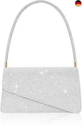 Damen Clutch, Glitzer Pailletten Kleine Handtasche Damen mit 2 Fächern, Elegant 