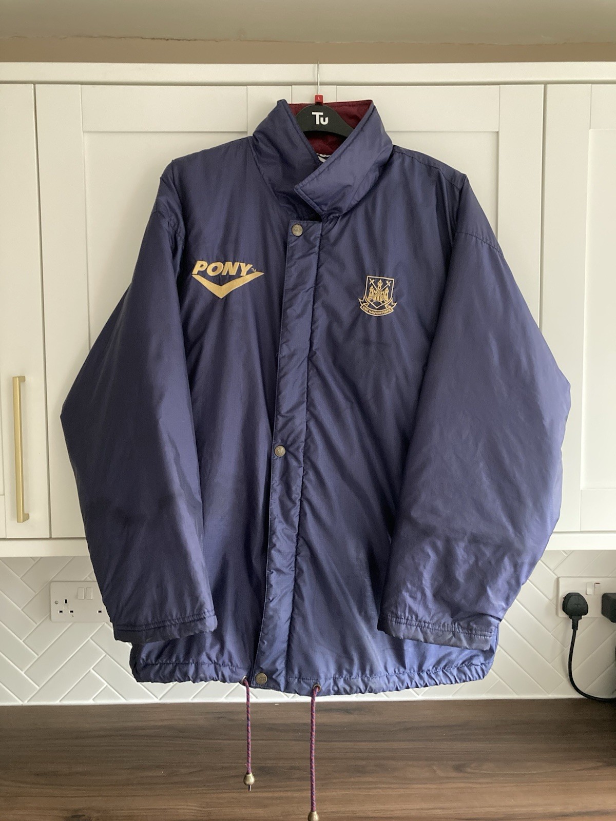 Cappotto vintage West Ham United PONY anni 90 taglia L raro retro martello giacca
