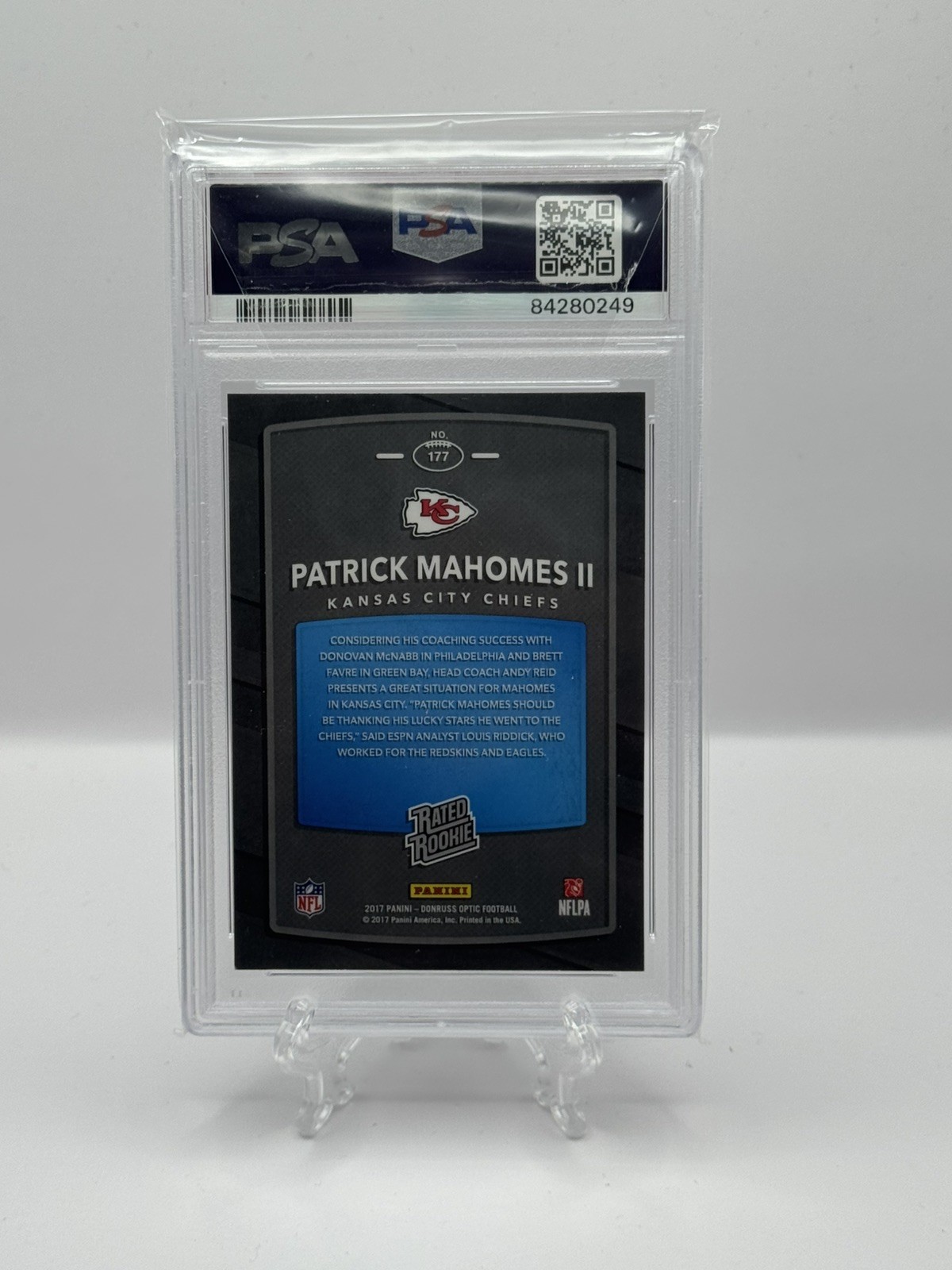 2017 Panini Donruss Optic Patrick Mahomes II #177 PSA 9 view 2