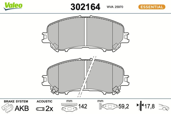 Valeo Bremsbelagsatz Scheibenbremse Essential 302164 FüR Nissan Renault Kadjar 2-image