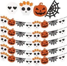 5 Set Halloween Decorative Banners - Scary Hanging Garland with Pumpkins, Ghosts