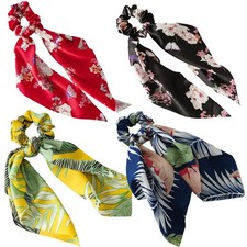 Boho Hair Scarf Scrunchies, 12    Satin Bow Ties Long 1 Count Pack of 1 Floral