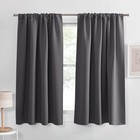 Black Out Curtains 54 inch Long 2 Panels Set - Grey Window Treatments Set Hom.