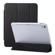 Leder Hülle Schwarz für iPad 2025/2022 mit Fiber Block 3 Falten Smart Case