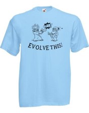 Adults Jesus Shooting Einstein Evolve This UFO Alien Movie Unisex Blue T-Shirt