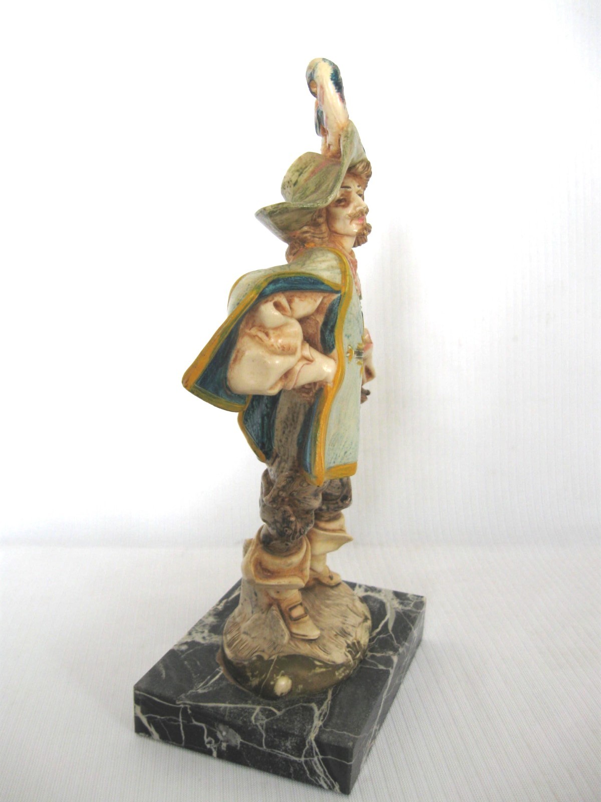 GENUINE 1960s CARRARA MARBLE MUSKETEER NINE INCH FIGURINE /// MADE IN