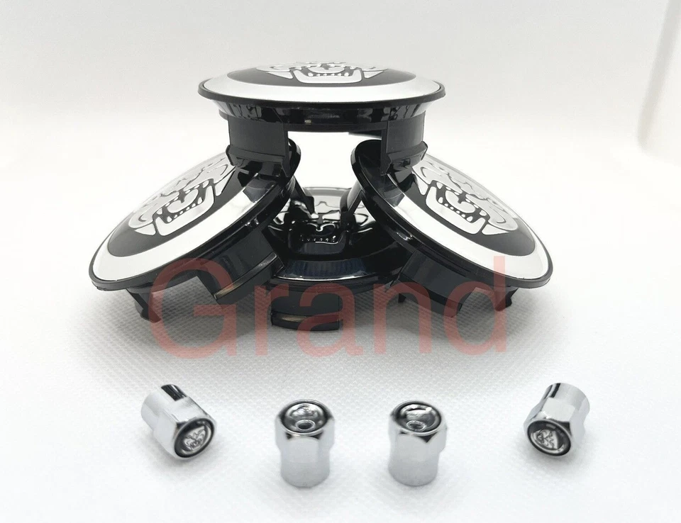 For Jaguar Wheel Center Caps Black &Air Caps 59mm S-Type X-type XF XJ8 XEL XJ XK - Image 3 of 4