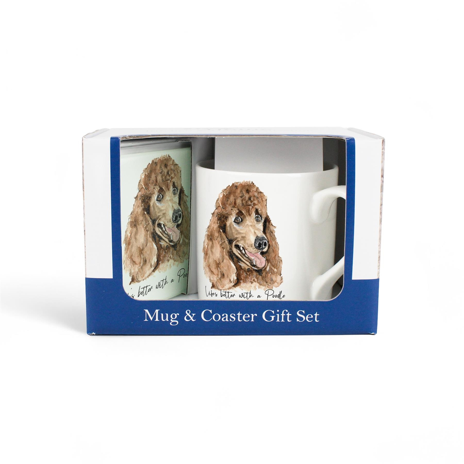 Poodle Bone China Mug & Glass Coaster Gift Set - Presents for Dog Lovers