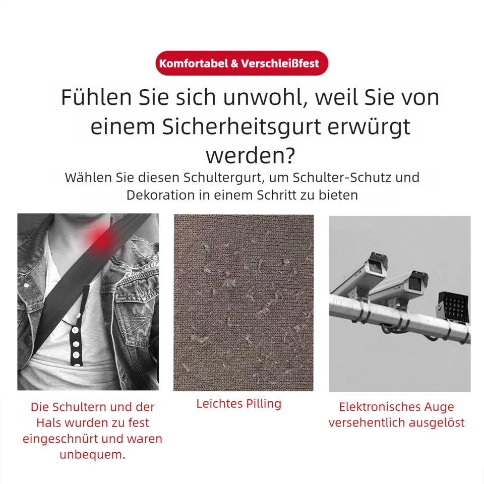 2x Gurtpolster Auto Gurtschoner Sicherheitsgurt Polster Wildleder Schwarz - Bild 4 von 4