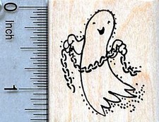 Halloween Ghost Rubber Stamp, with Chain for Haunting D34803 WM