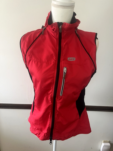 Louis Garneau Cycling Vest Jacket Full Zip Road Bike Red Size M Zip Off Sleeves - Picture 6 of 9