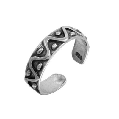 Fine 925 Sterling Silver Oxidized Wave Design Adjustable Toe Ring ...