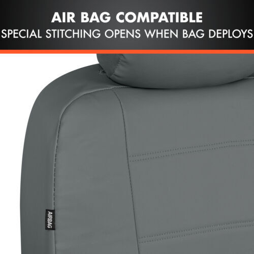 BDK 9-Piece Gray Leather Car Seat Cover Full Set