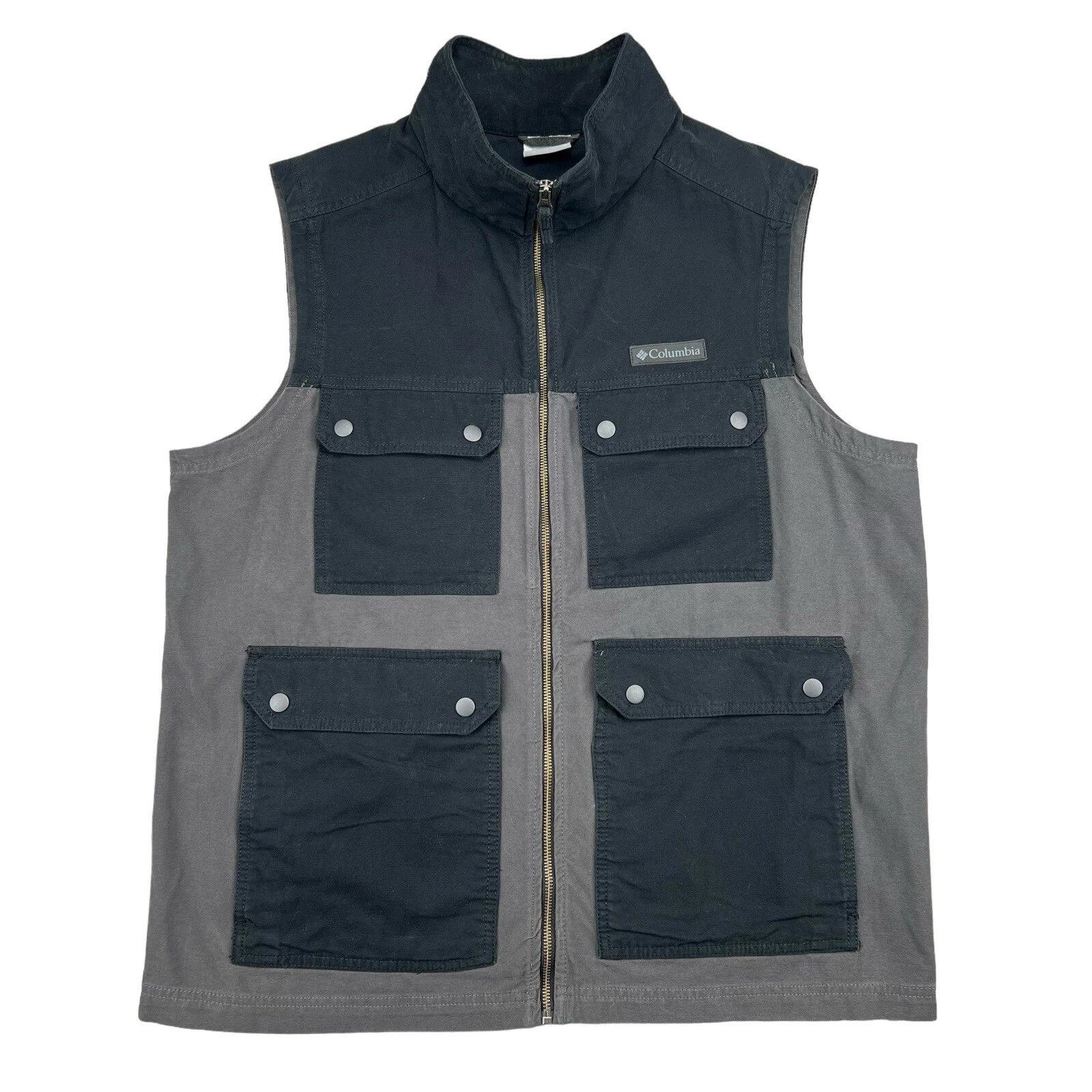 Columbia Vest Mens L Gray Canvas Utility Cargo Pockets Full Zip Outdoor
Opens in a new window or tab
