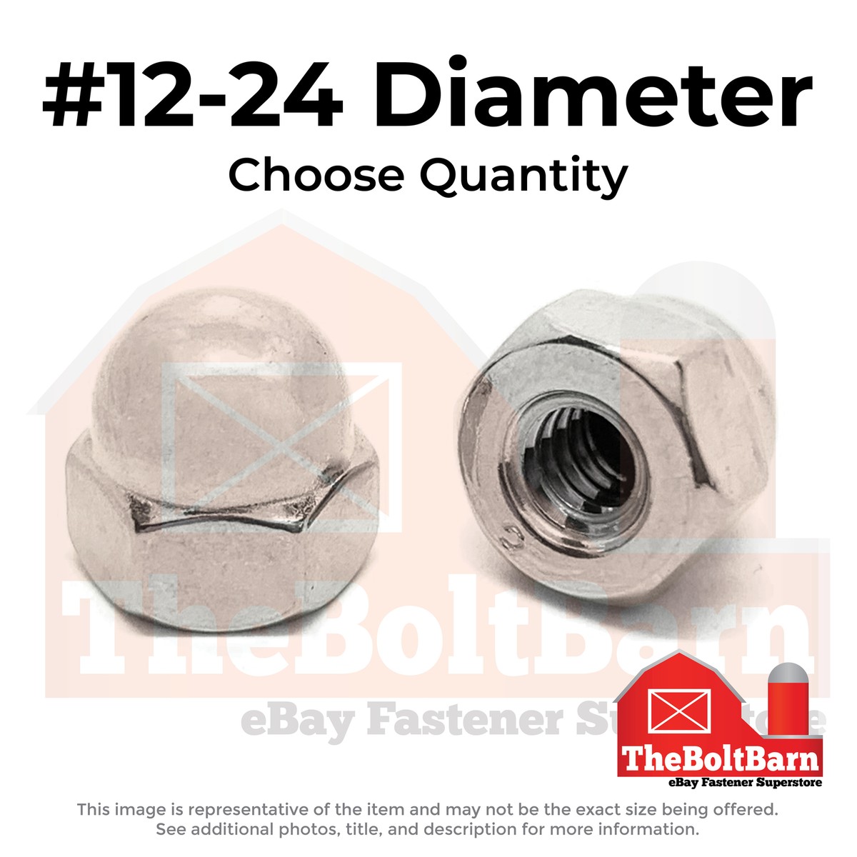 #12-24 Stainless Steel Acorn Nuts (Choose Qty)