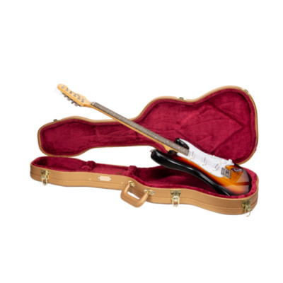 Crossrock Wooden Case-Fits Telecaster and Stratocaster Styles of Guitars