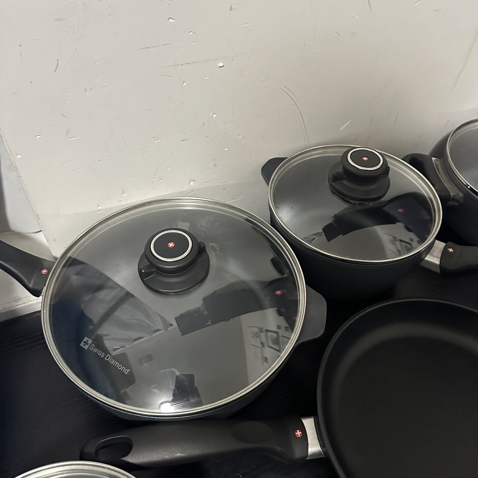 swiss diamond cookware 13 Piece Set Pots Pans Wok Kitchen Non Stick eBay