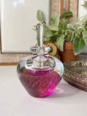 Vintage Art Glass Perfume Bottle with Stopper/Artist Signed 1988