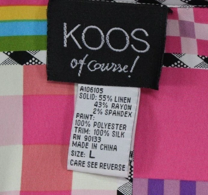 Koos Of Course Black Jacket With Multicolor Patchwork Trim & Checkered Pockets L - Image 4 of 4