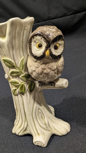 Vintage MCM Otagiri OMC Owl in Tree Ceramic Vase 5.5" 1979 Japan Handpainted - Picture 3 of 11