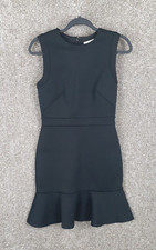 Ann Taylor Loft Dress Women 2 Black Scuba Style Flounce Bottom Sleeveless Career