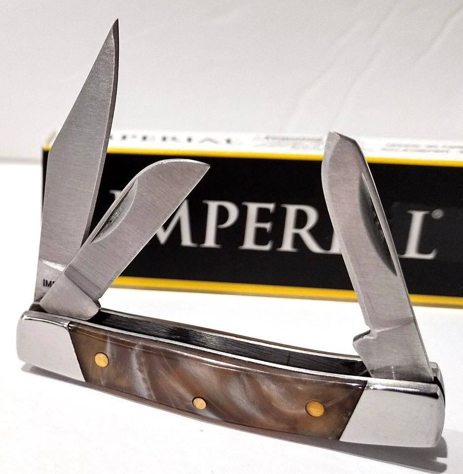 Navaja de Bolsillo Imperial Schrade Old Timer Rosa Manijas Stockman Descatalogada Foto 2 de 4