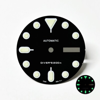 DS SKX007 Dial 28.5mm SEI 5 Sports Matte black C3 Green Lume DayDate NH36 Skx005