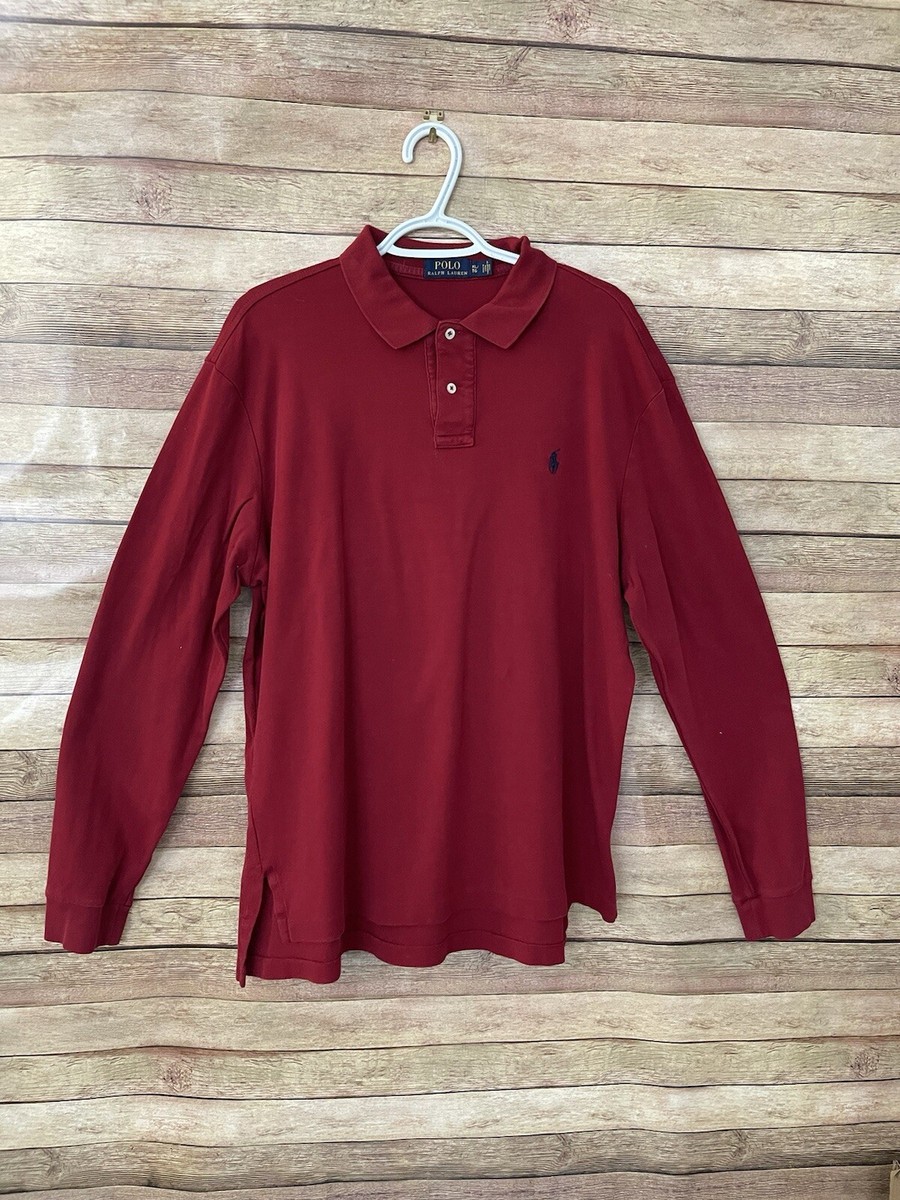 Polo Ralph Lauren Men’s Polo Shirt Adult Red Long Sleeve Size: XL