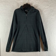 Columbia Fleece Women's Medium Blue Striped Mock Neck Quarter Zip Collar 7964