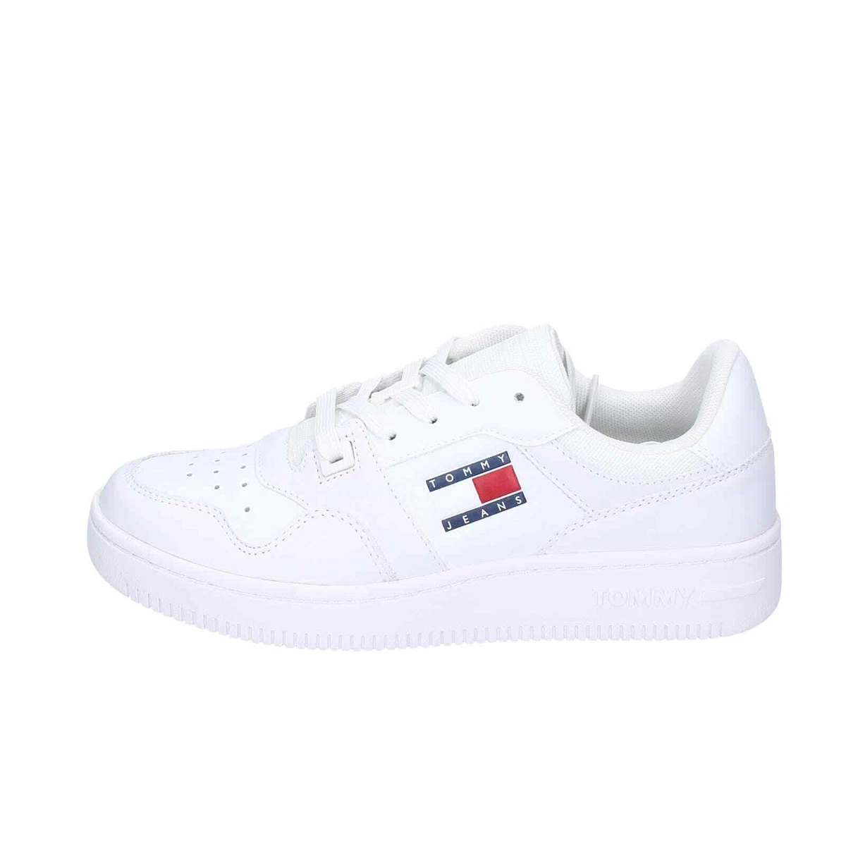 scarpe donna TOMMY HILFIGER sneakers bianco pelle EY76