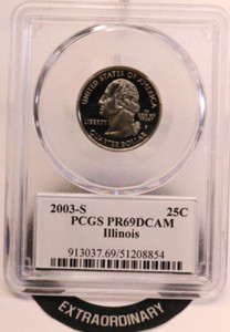 2003-S 25C Clad Illinois State Quarter PCGS PR69DCAM GENUINE BEAUTIFUL COIN