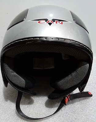 VCAN V528 Motorcycle Helmet without Visor Silver Size Medium DOT FMVSS218