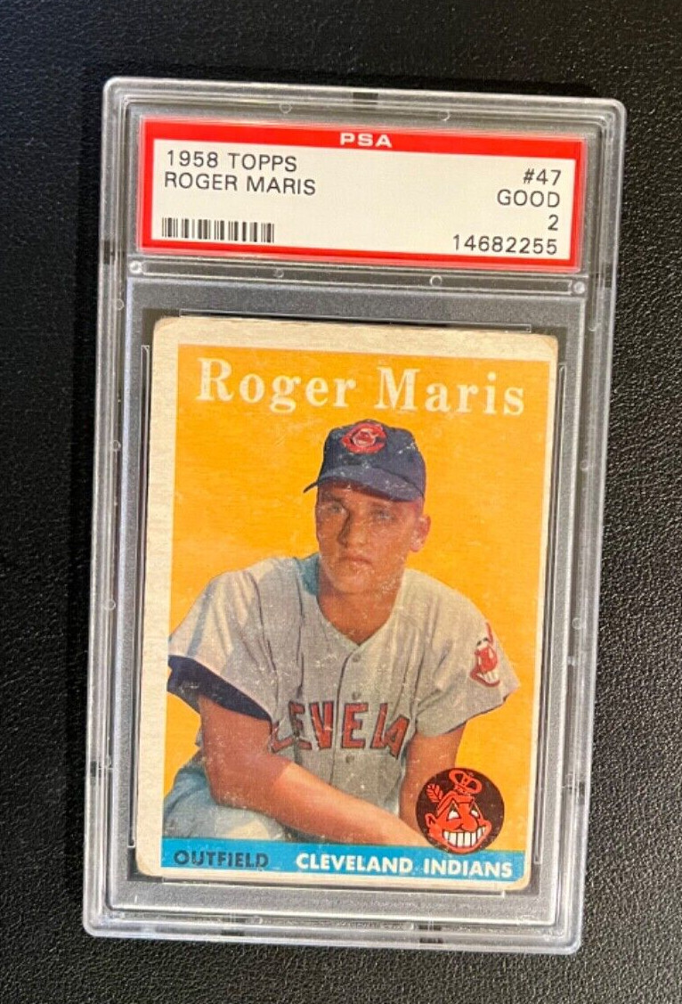 Roger Maris 1958 Topps #47 Rookie Card Cleveland Indians PSA 2 Good Condition