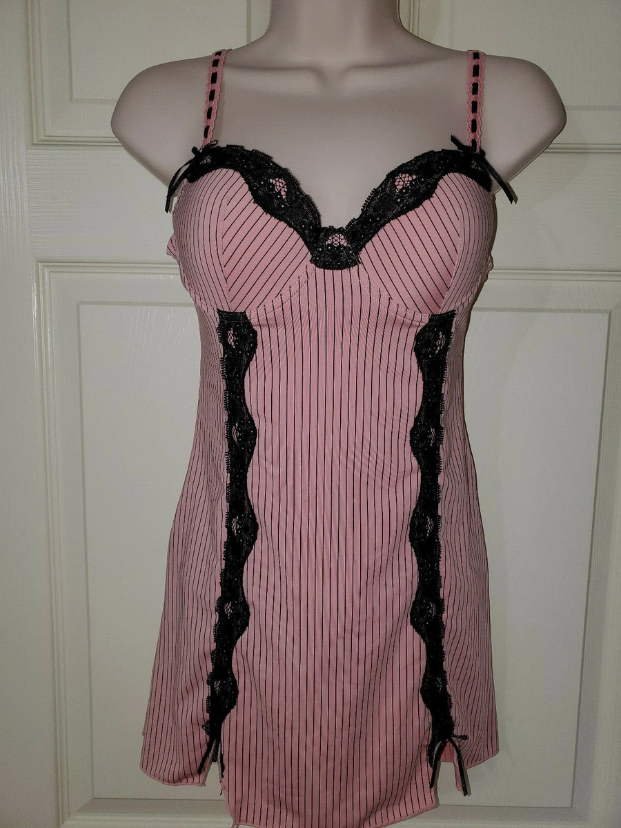 Victoria Secret Frenchy Babydoll Sleepwear Stretch Pink Striped