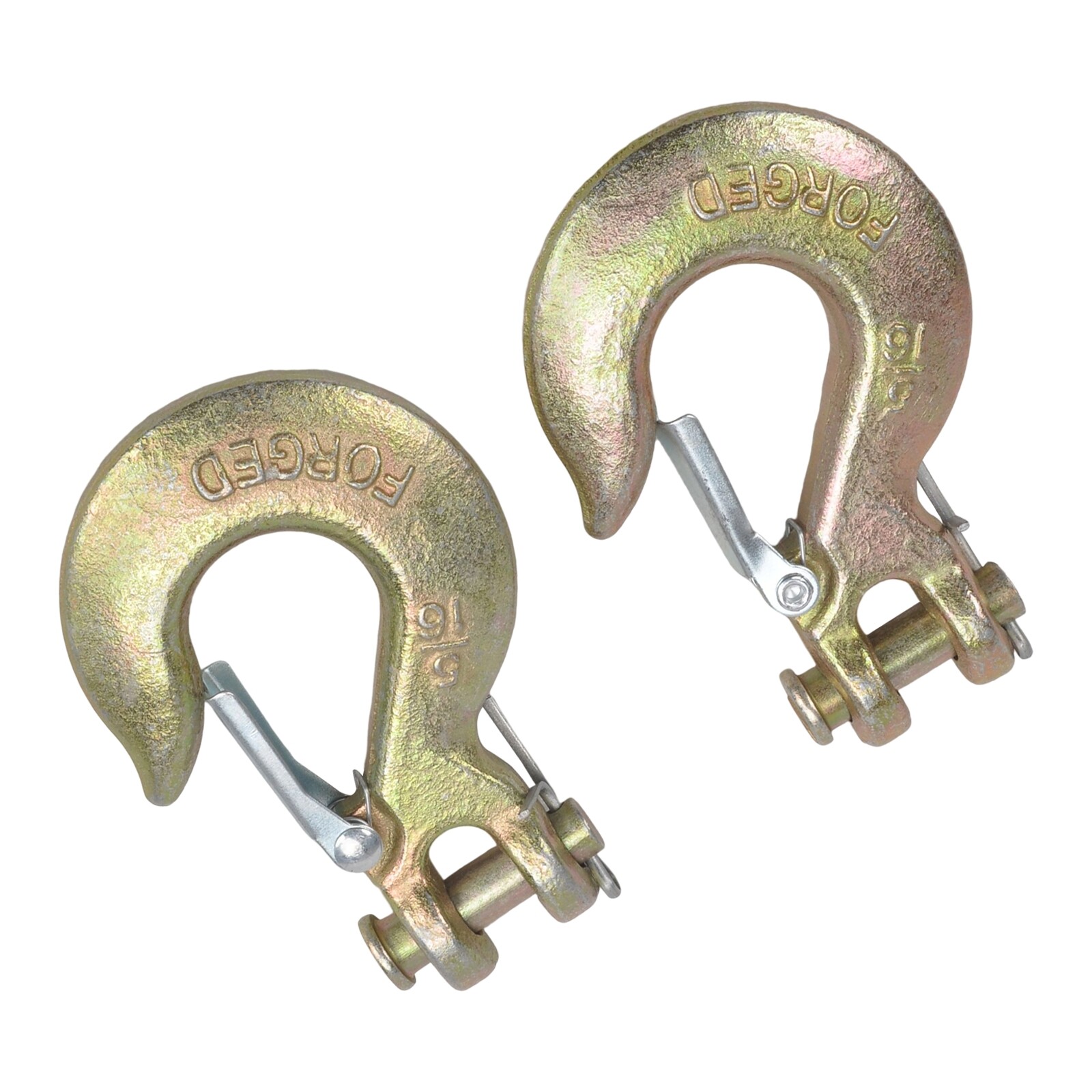 (2) 5/16" Grade 70 Steel Heavy Duty Forged Clevis Slip Hook With Safety Latch