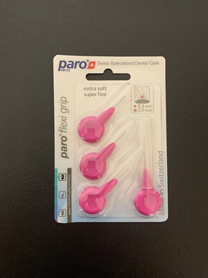 12pck-1078, Paro flexi grip, superfine, pink, 2.0 mm, 4 pcs, interdental brush