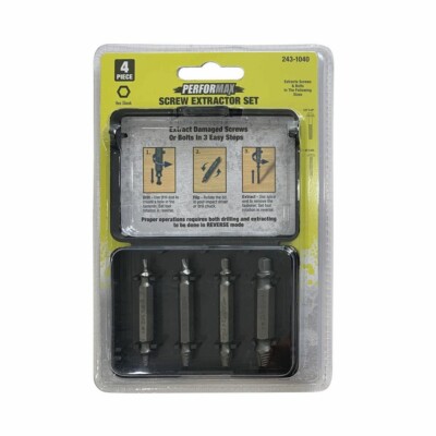 PERFORMAX Screw Extractor Set 4 Piece Case Included Hex Shank U11 - M2 Steel NEW