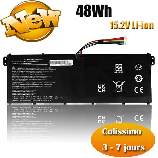 Batterie AC14B3K résout les coupures de votre Acer E5-771G 15.2V Li-Po